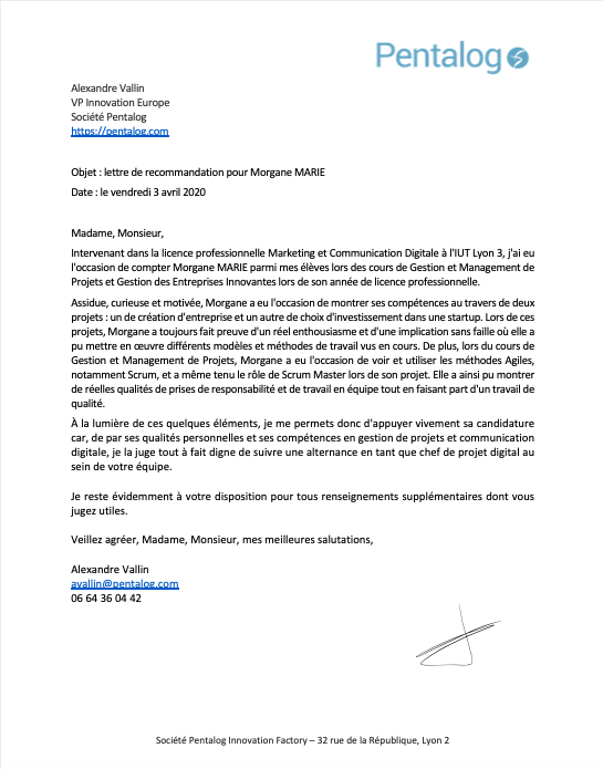 Lettre recommandation LPMCD_Morgane MARIE